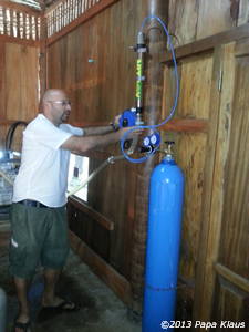 Roberto filling tanks with nitrox