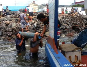 laborious transport of the oxygen to the island of Bunaken