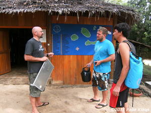 Discussion with Roberto in front of the Dive Center