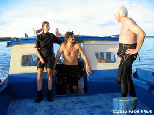 On deck of dive boat Honesty