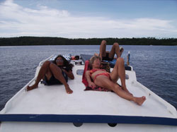 sunbathing on the boat