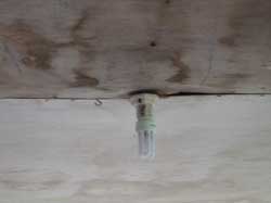 Simple socket with energy savng lamp in a cheap hut