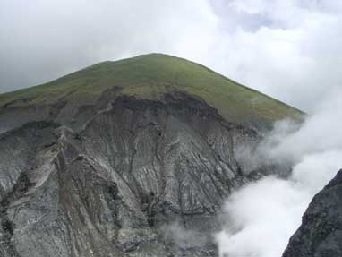 At the edge of the crater