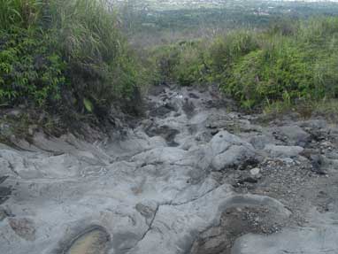 Brook bed of stiffened lava